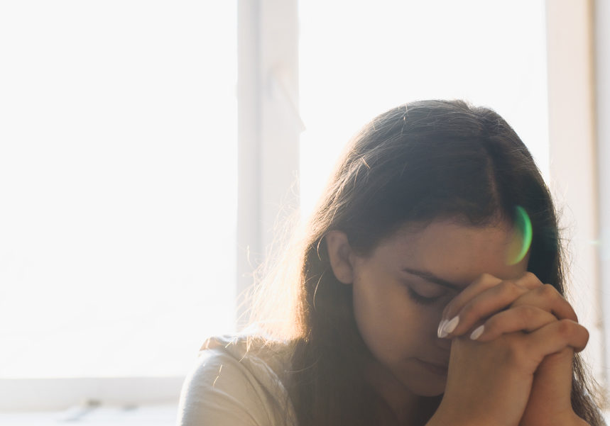 Woman hands praying to god. Woman Pray for god blessing to wishing have a better life. begging for forgiveness and believe in goodness. Christian life crisis prayer to god